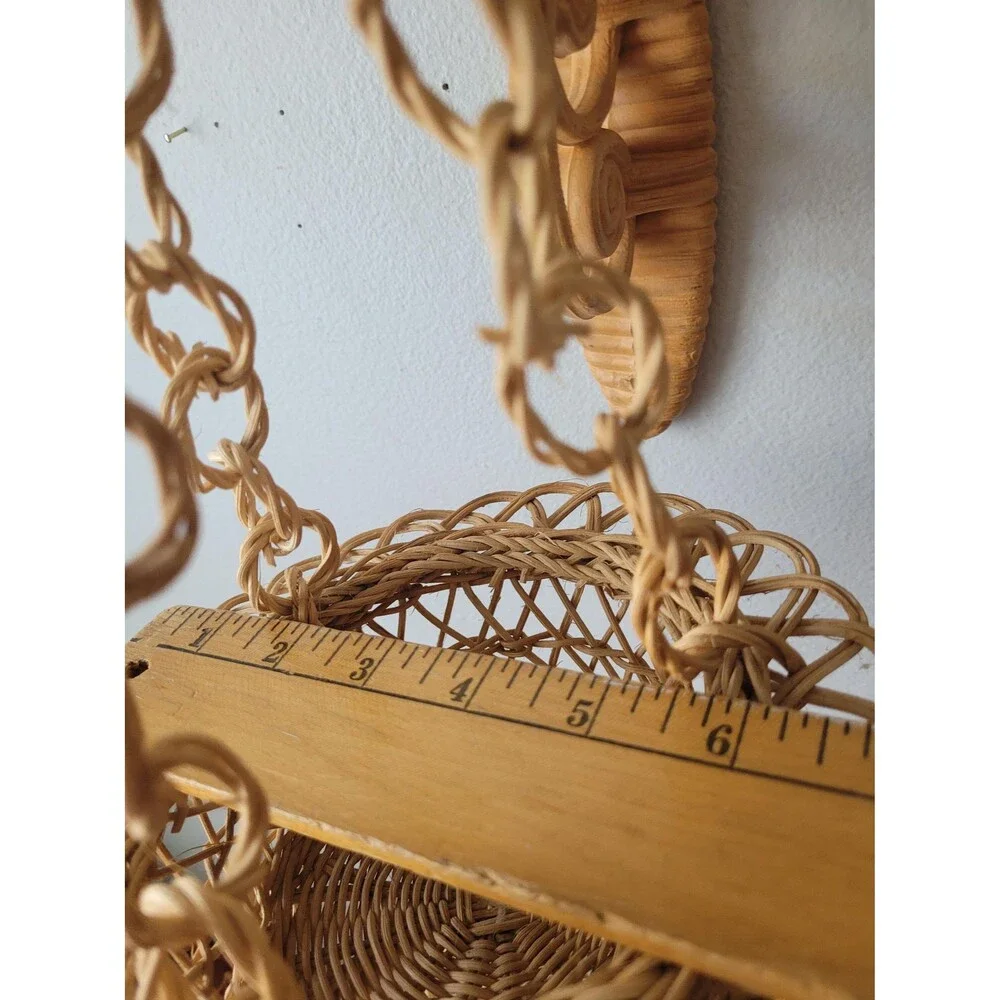 Vintage Handwoven Rattan Hanging Basket 3-Tier Organizer